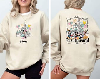 Custom New Year Disney Mickey and friends Castle both sided Sweatshirt, Disney Trip Sweater, Disney Friends Jumper | D2026-18