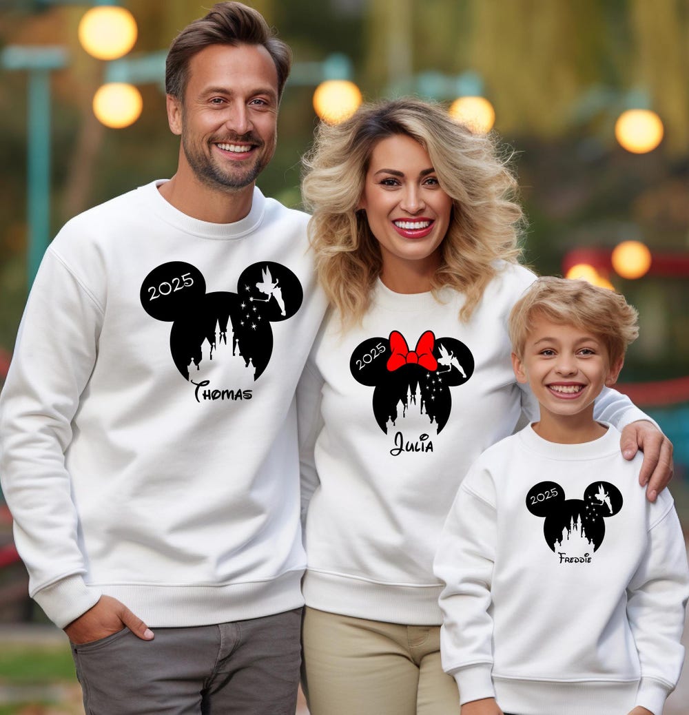Personalised Disney Trip 2025 Family Matching Sweatshirt, Disney Vacation Sweatshirts, Name Sweatshirts