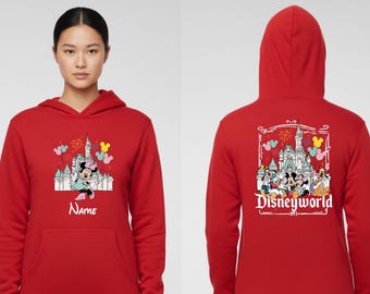 Custom New Year Disney Mickey and friends Castle both sided Hoodie, Disney Trip Sweater, Disney Friends Jumper | D2026-18