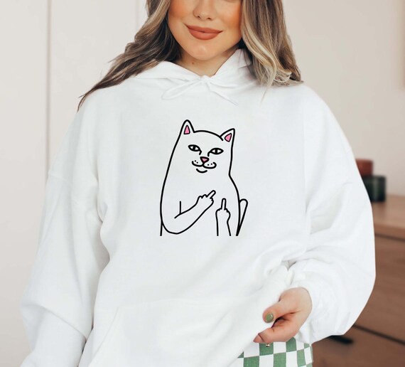Cat Middle Finger Hoodie Etsy