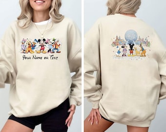 Disney Epcot Mouse Trip 2026 Mickey, Minnie and friends both sided Sweatshirt, Disney Trip Sweater, Disney Friends Jumper | D2026-28