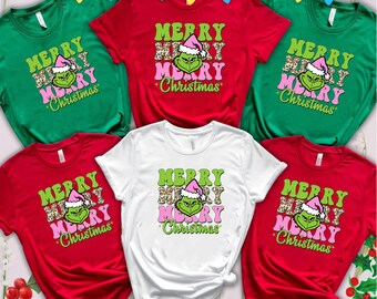 Retro Grinch Christmas T-Shirt: Pink Vintage Holiday Family Tee| GCH 108