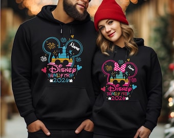 Disney Family Trip Hoodie, Personalised Disney Family Hoodie, Minnie Mickey Castle Shirt, Disney Vacation Outfit Gift | D2026-23
