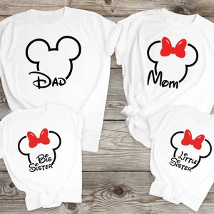 Matching family Disney t shirts mickey and Minnie white and red tops theme park personalised t shirts holiday vacation shirt