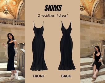 SKIMS dress PDF sewing pattern | Bodycon  dress pattern maxi camisole knit dress, spaghetti straps women sexy dress pattern | beginner easy