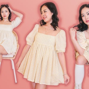 Elena Puff Sleeve Dress, inspired by Selkie Dress Pattern, Selkie Pattern, Plus Size Pattern, Babydoll Dress Pattern, PDF Sewing Pattern