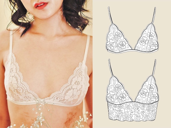 Lace Bralette Sewing Pattern With Video Instruction / Sexy Lingerie / Lace  Crop Top / Bra Pattern / Bralette Pattern / Customizable 
