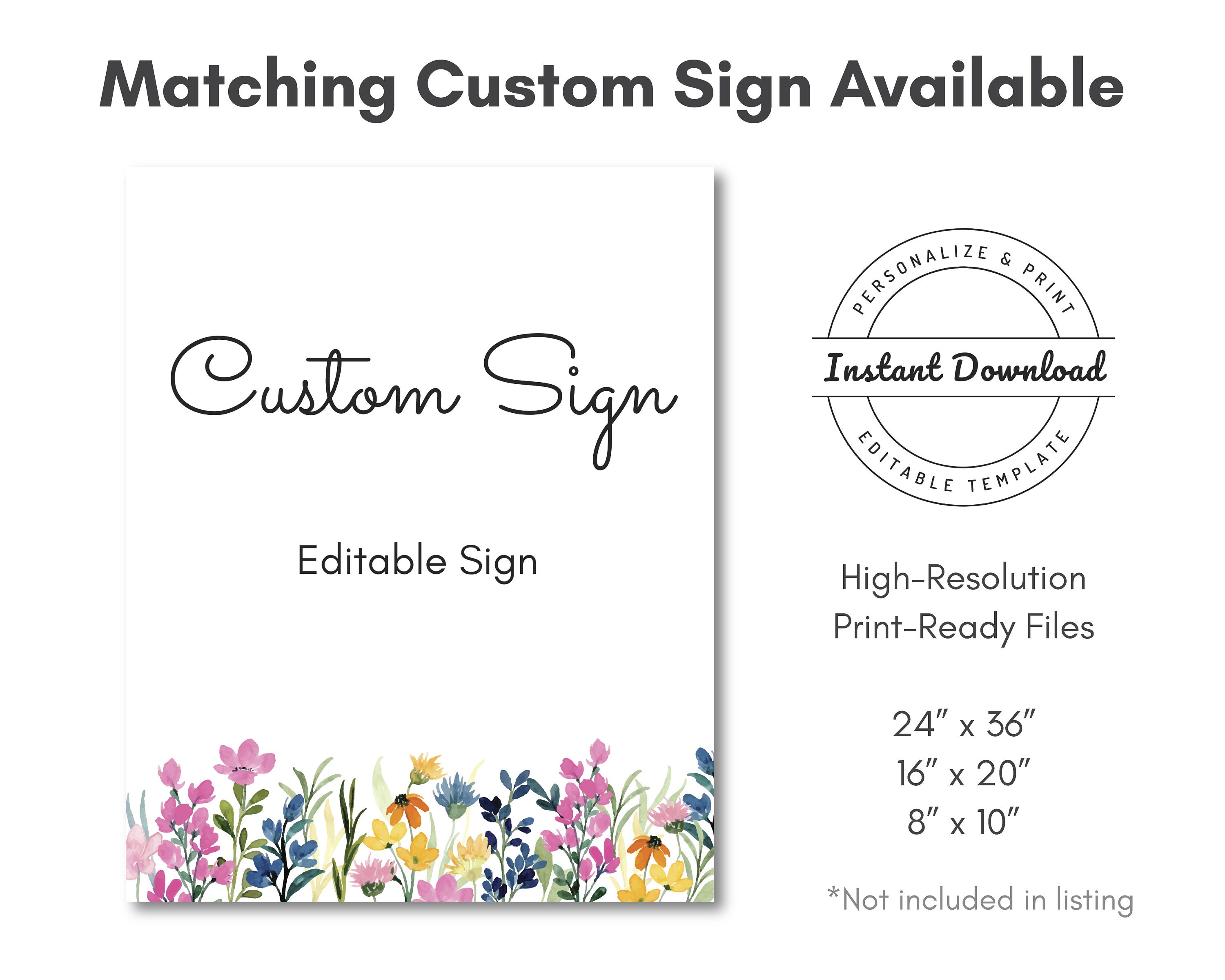 Wildflower Baby Shower Signs, Baby in Bloom, Spring Floral Sign Bundle ...