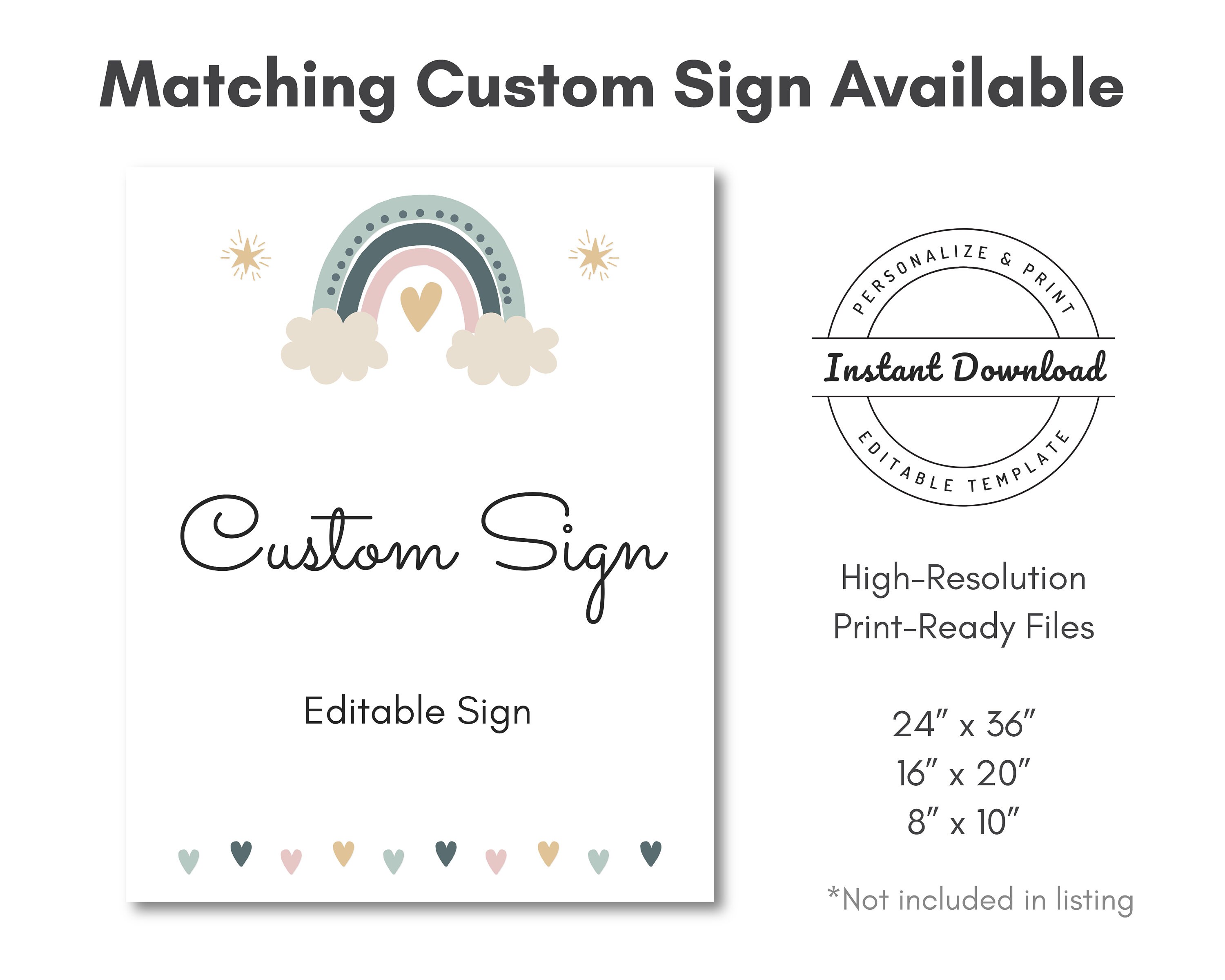 Rainbow Baby Shower Signs Boho Rainbow Baby Shower Sign Etsy