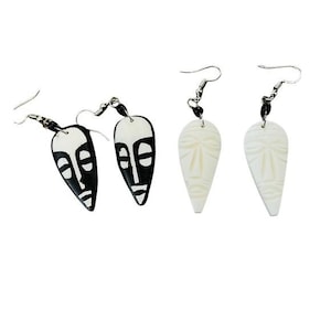 Handmade Bone Mask earrings ,Handmade in Kenya