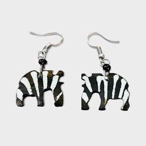 Elephant earrings handmade in Kenya.