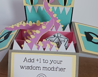Dungeons and Dragons Mimic chest Birthday Card for dragon slayers and dungeon delvers unique gift idea for Dungeon Master 3D Pop up Box Card
