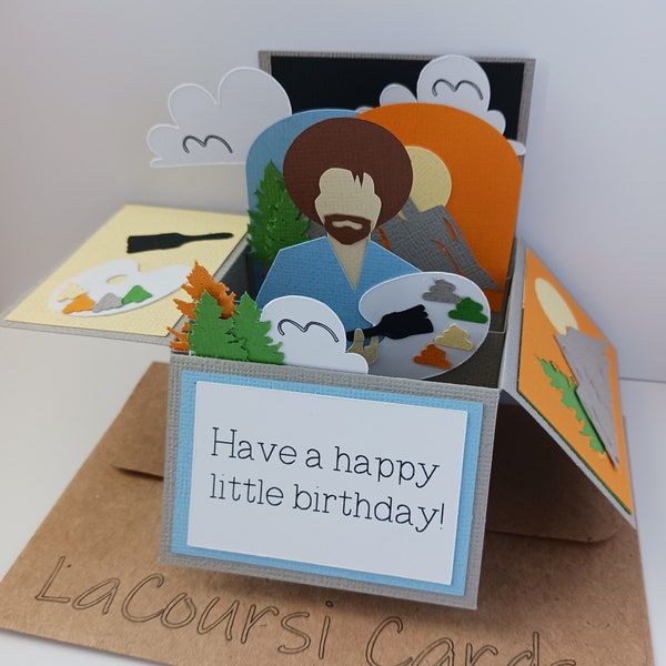 Bob Ross Happy Little Trees Birthday Card | Unique Pop Up Birthday Card