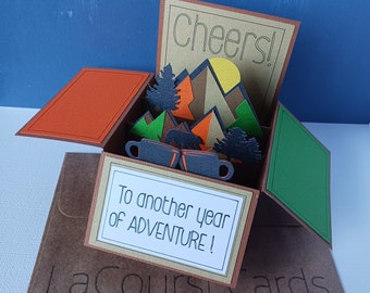 Birthday Card for Hiking Buddy Nature Lover for Boyfriend Outdoorsy Friend Pop Up Mountain Landscape birthday gift idea 3D Pop up Box Card