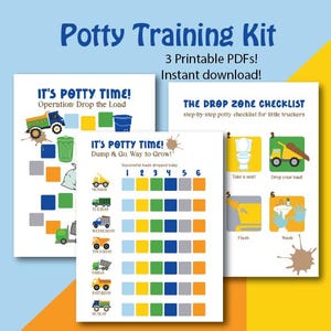 Potty Training Printable Sticker Chart for toddler boy training tracker visual checklist construction theme potty training reward truck