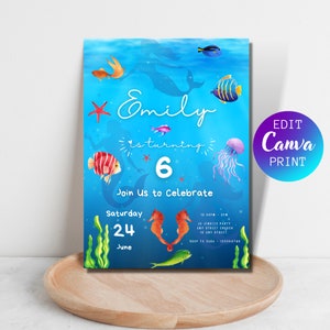 DIY Digital Personalized Underwater Mermaid Party Invitation | Template | Electronic Birthday Invite | All Purpose | Mobile Phone