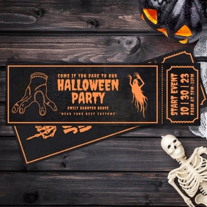 Halloween Ticket-Einladung, Halloween-Einladung, bearbeitbares Halloween-Angebot, Halloween-Einladung, anpassbares Party-Eintrittskarten, Sofort-Download