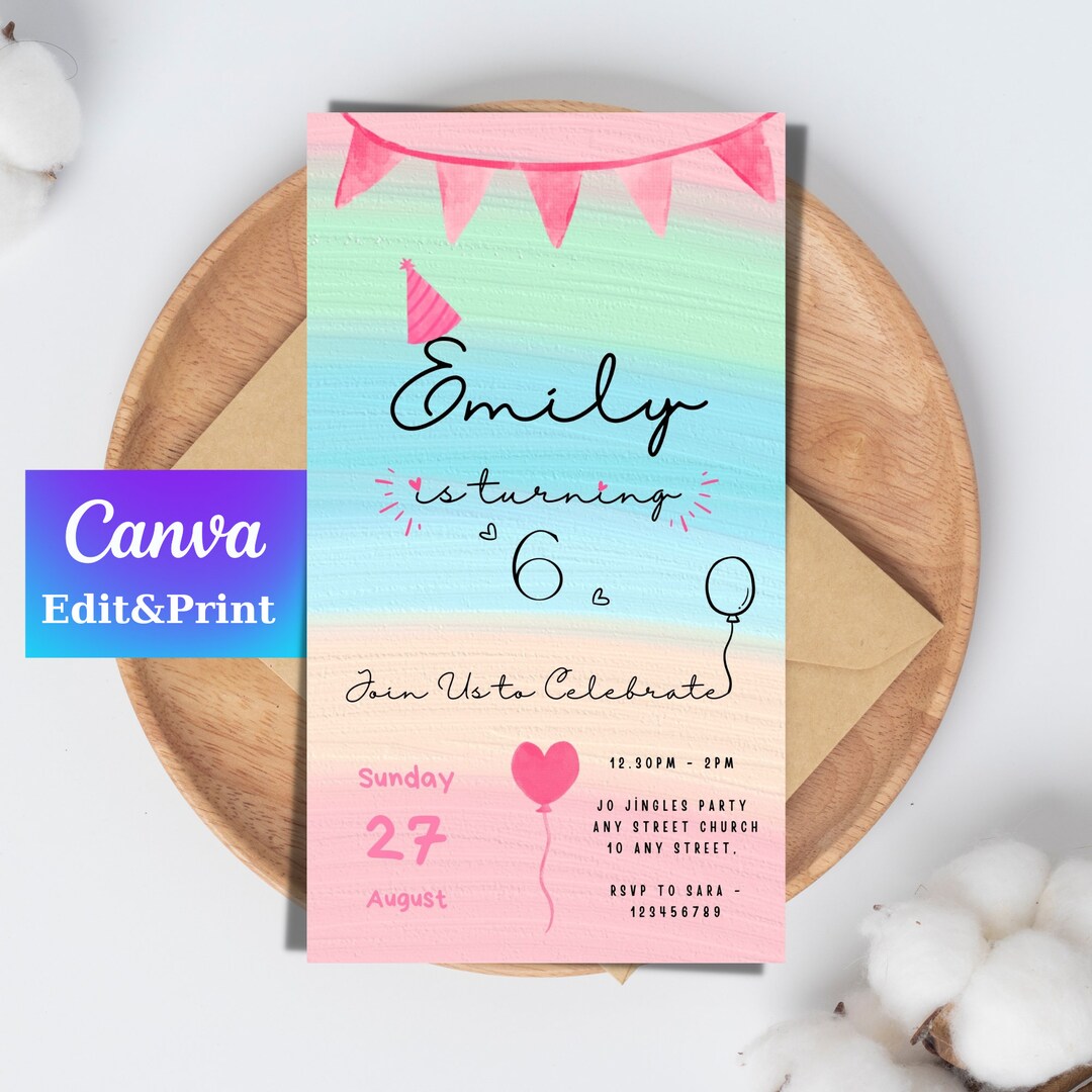 DIY Digital Minimalist Party Invitation |canva Template | Electronic ...