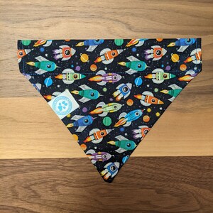 Rocketships Dog Collar Bandana // Dakota Pawworks