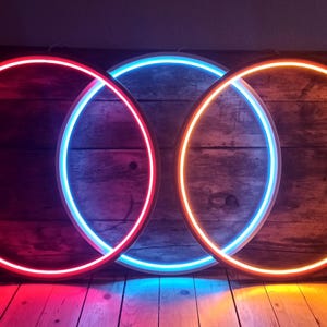 XXL Neon Light Ring LED Wall Light 60cm on Aluminium Rim for Hanging