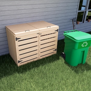 DIY Garbage Bin Storage Plans - Trash Can Storage Enclosure DIY plans - 96 Gallon Trash bin storage Plans