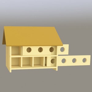 Plattegrond vogelhuisje 16 kamers - 16 Hause 6 x 6 - Martin Box DIY-plan - Ourdoor-plan groot vogelhuis