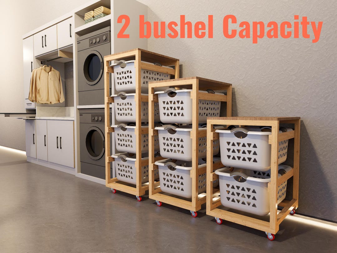 Laundry Holder Rack Plan - Laundry Basket Plan - 2 Bushel Basket ...