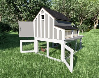 Modern Chicken Coop Plans - Smart Medium Sized Chicken Coop For 8 -10 chicken - With Chicken run PDF PLANs