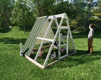 Chicken Coop Plans | Modern Chicken Coop Plans - Chicken coop Wheel Assembly Plans | For 8 Chickens