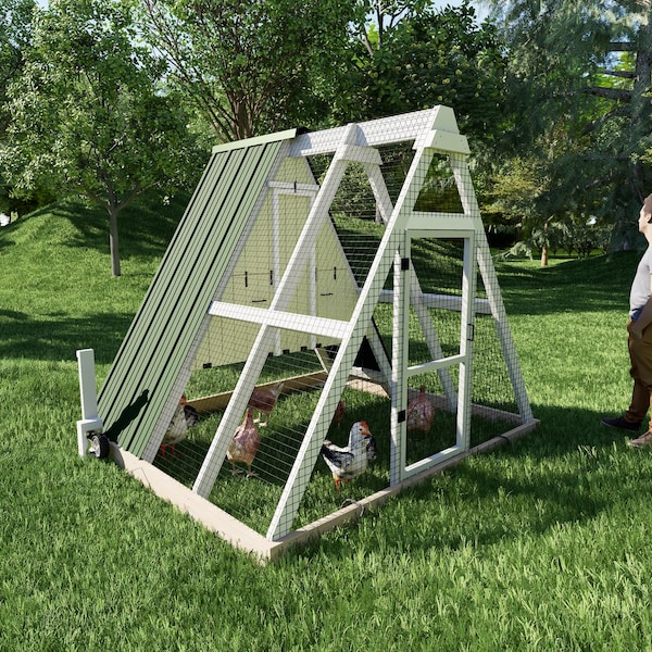 Chicken Coop Plans | Modern Chicken Coop Plans - Chicken coop Wheel Assembly Plans | For 8 Chickens