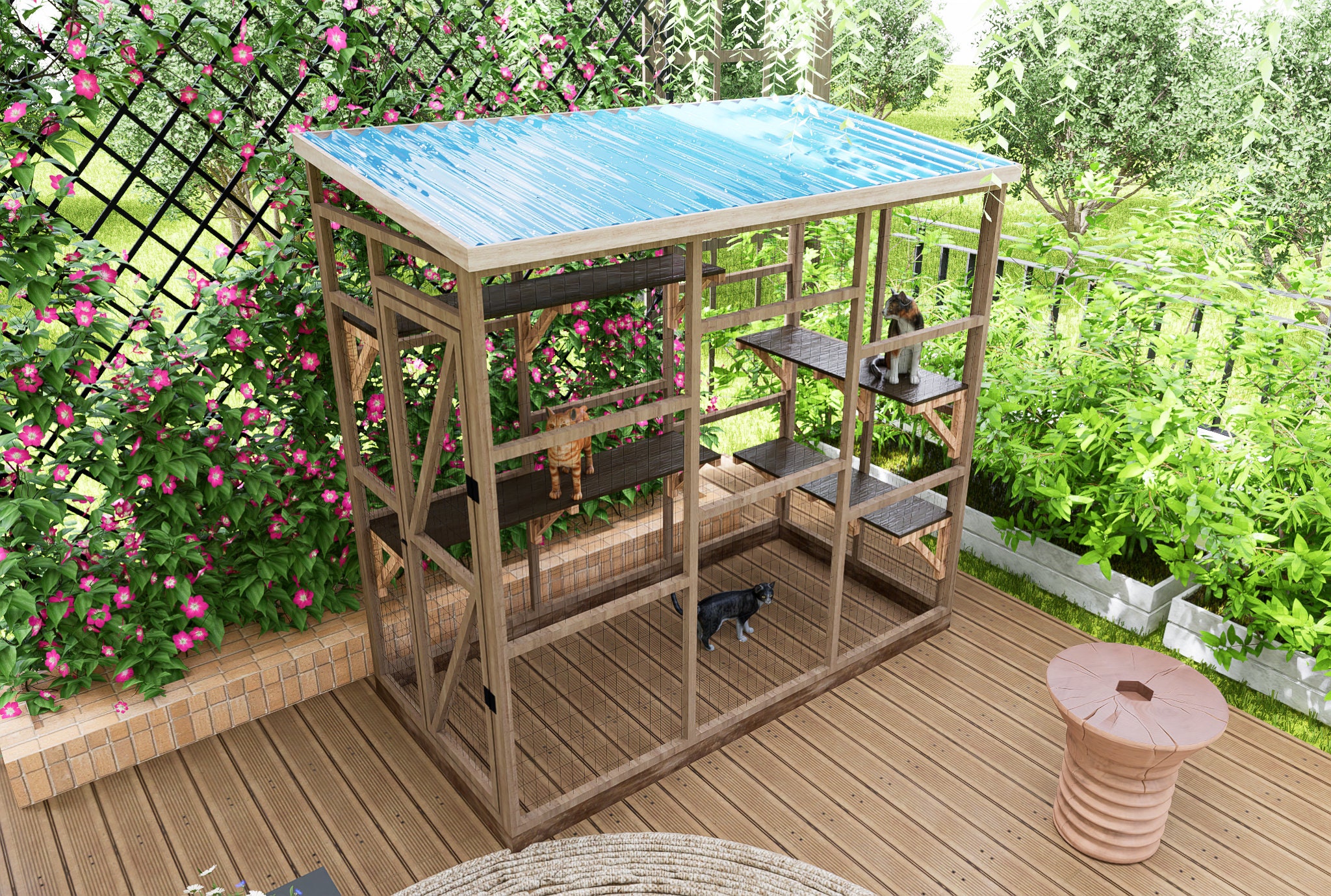Catio Cat House Plan 4x8 Gift for Cat Outdoor Cat House Indoor