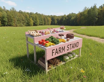 Planos para puestos de venta de productos agrícolas / Puesto de venta de productos agrícolas sencillo para construir uno mismo / Plano para mesa de carpintería / Mercado de agricultores