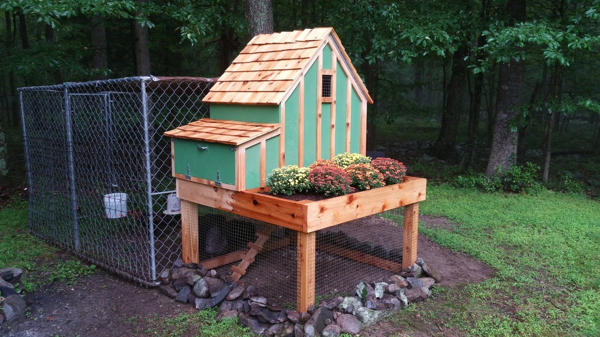 Small Chicken Coop With Planter DIY Plan 81 1/2'' X Etsy