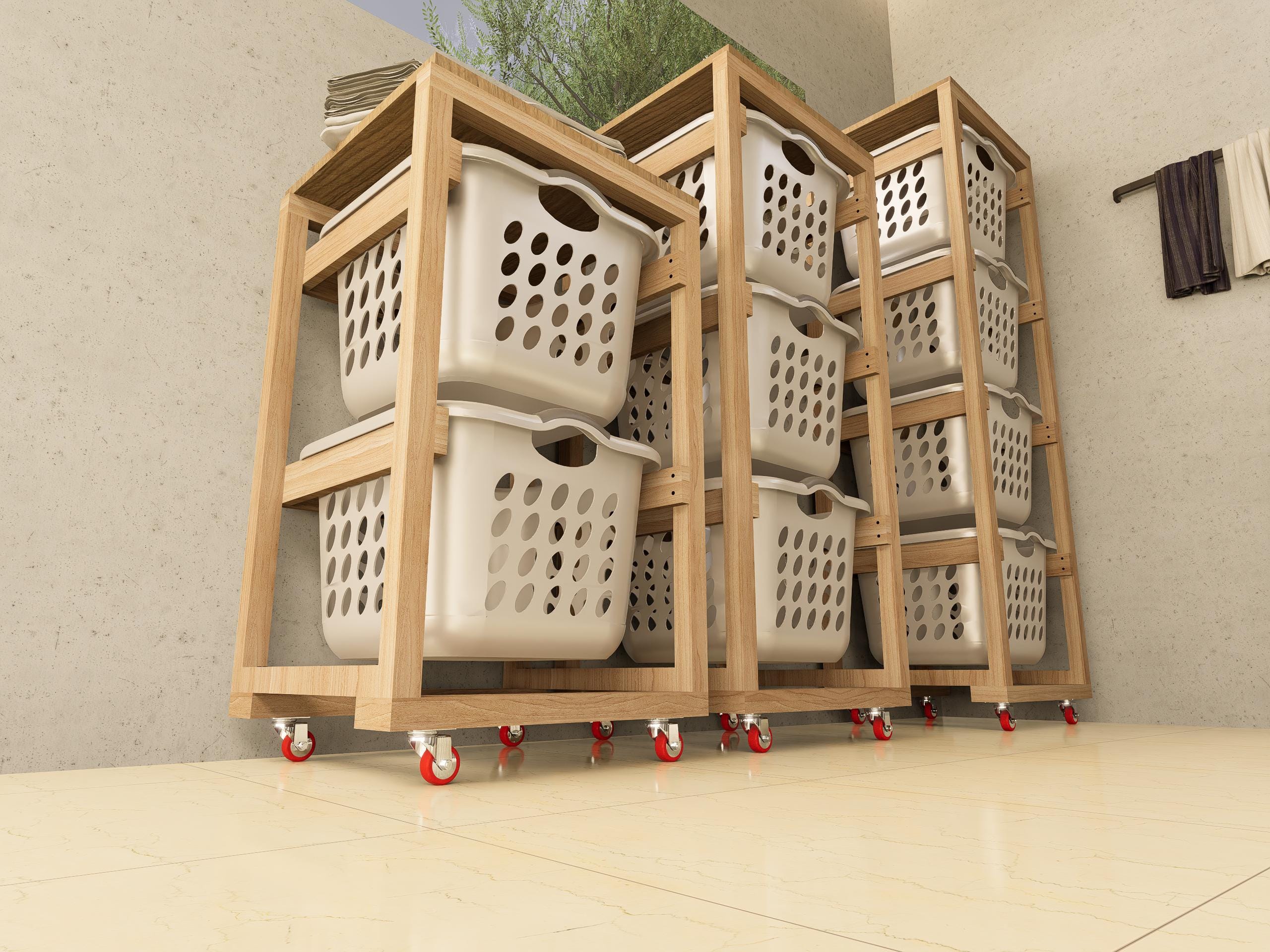 Laundry Basket Rack - DIY Plan 1.5 Bushel Laundry Holder Plan - Basket ...