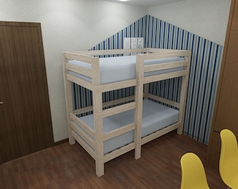 Simple 2x4 Bunk Bed PDF - Plans - DIY - Twin Size Beds Plan - Beginner Woodworking Plan - Kids bed plans - Twin Beds Plans