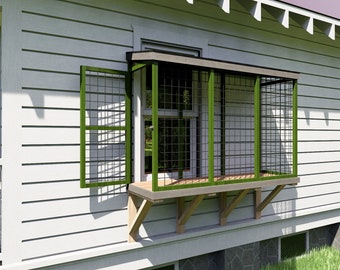 Windows Catio Plans - Cat House Plans - Windows Cat Kennel Plans - Cat Patio