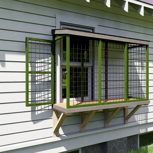 Windows Catio Plans - Cat House Plans - Windows Cat Kennel Plans - Cat Patio