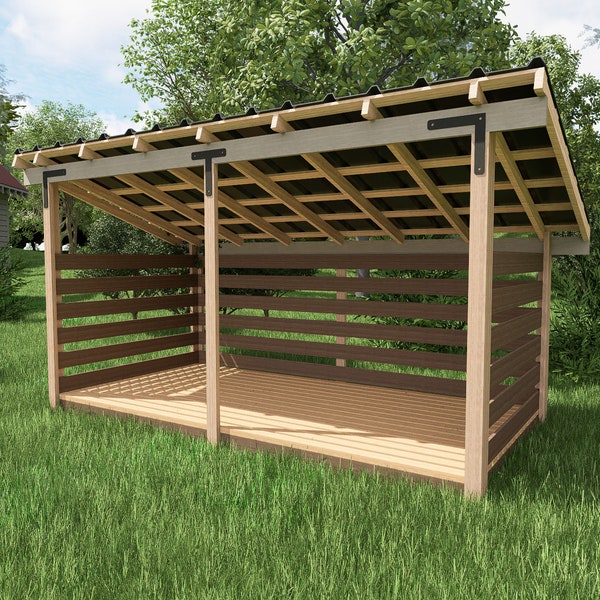 Planos para cobertizo de leña de 6x12: Almacenamiento de madera (PDF)