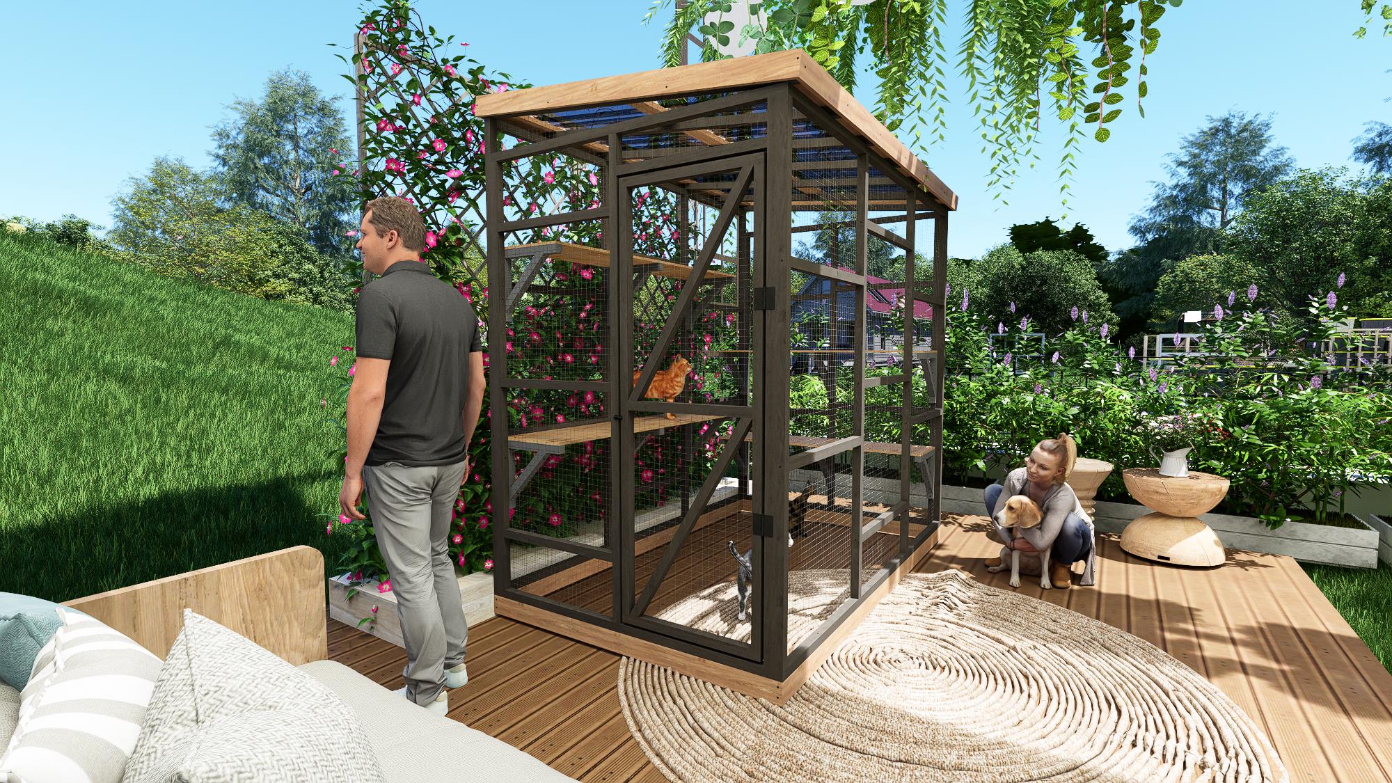 Catio Cat House Plans - Cat Patio Plans - Garden Outdoor Cat House 5x8