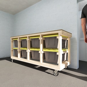 Mobile 17 Gallonen Regale mit Tischplänen - Garage Tote Aufbewahrungspläne - 17 Gallonen großes Regal mit Werkbank