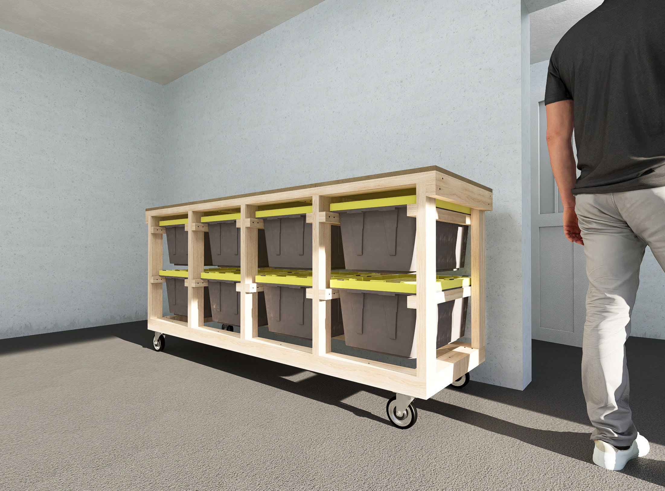 Mobile 17 Size Gallon Shelves With Table Plans - Garage Tote