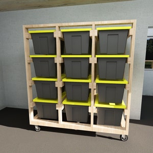 27 Gallon Tote Rack  Mobile Garage Storage Rack Plans / Tote Storage Shelves, Garage Shelf Plans Tote Storage Shelf - Mobile Storage