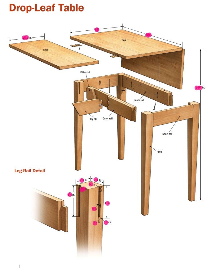 Drop Leaf Table Plans Easy and Cheap Plans beginner Level Etsy