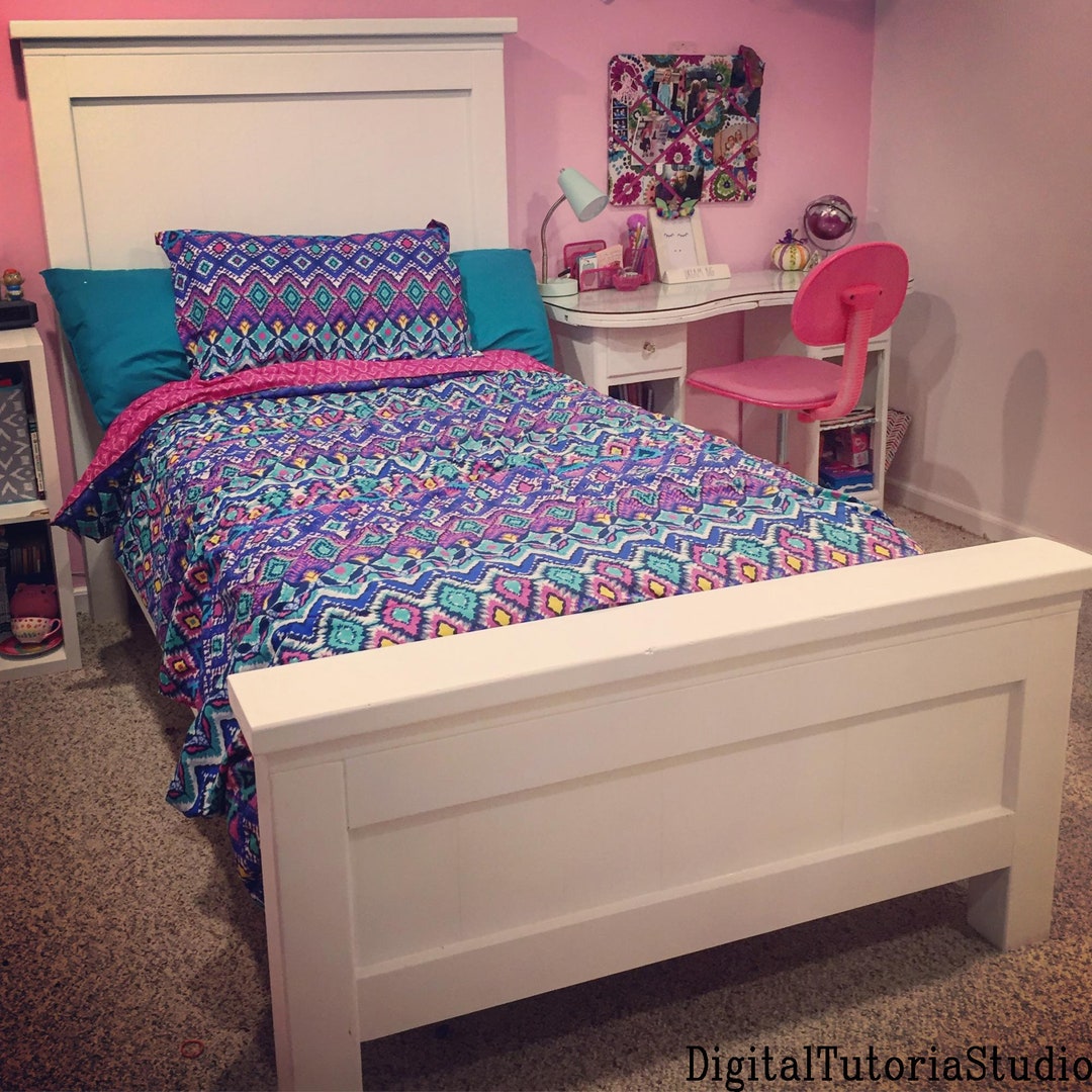 Farmhouse Bed Plan Beginner Plan Wooden Twin Size Bed DIY Etsy