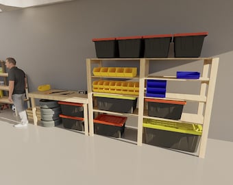 Garage Shelves with Workbench Plans: DIY Shop Storage (PDF Download)