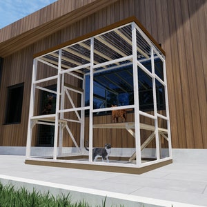 Catio - plattegrond kattenhuis 6 x 8, doe-het-zelfplan kattenhuis cadeau voor kat - kattenhuis buiten - plattegrond kattenterras