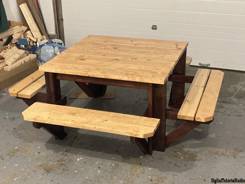 Square Picnic Table Plan DIY Table Plan Simple Outdoor Etsy