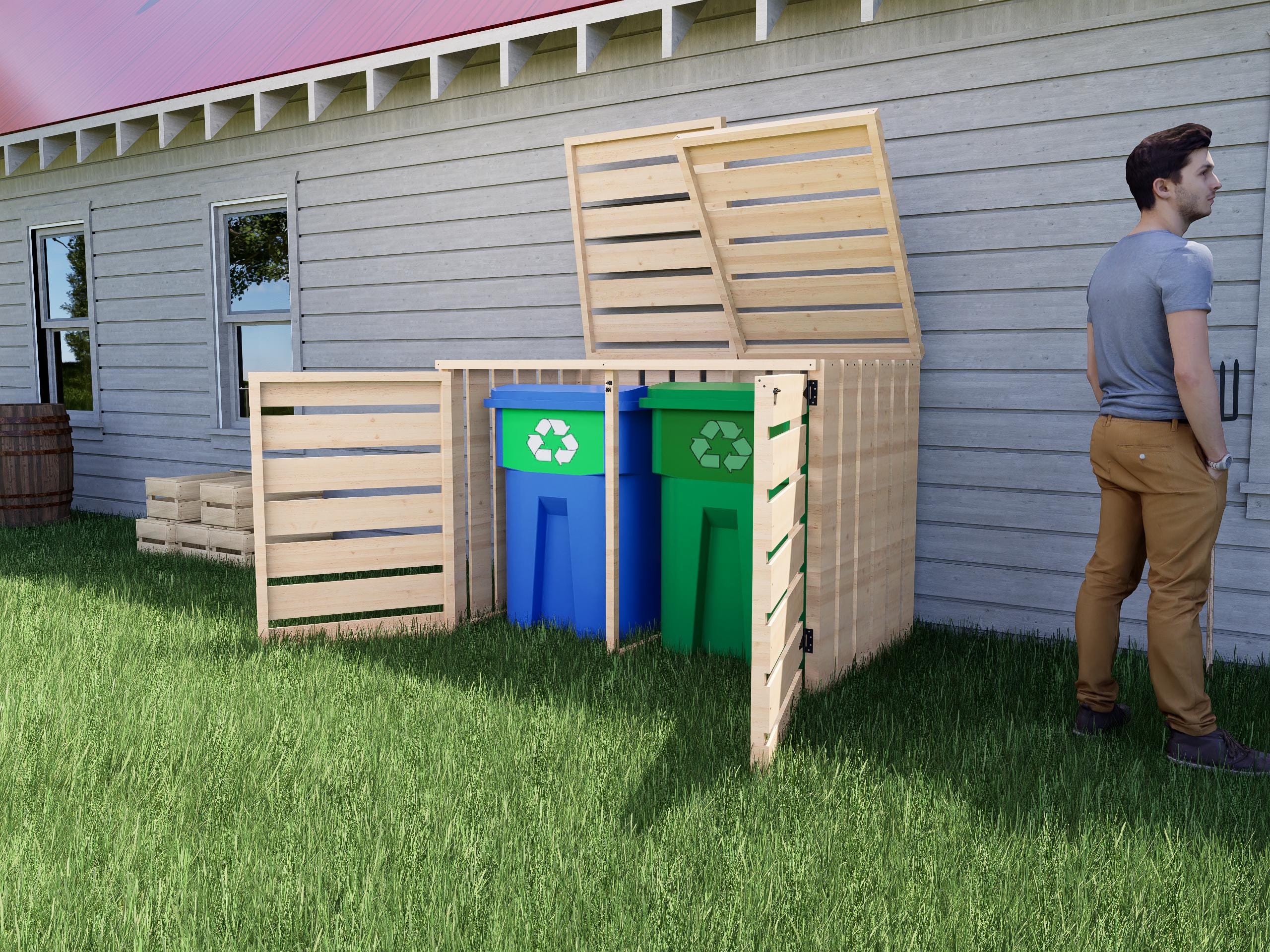 DIY Garbage Bin Storage Plans - Trash Can Storage Enclosure DIY