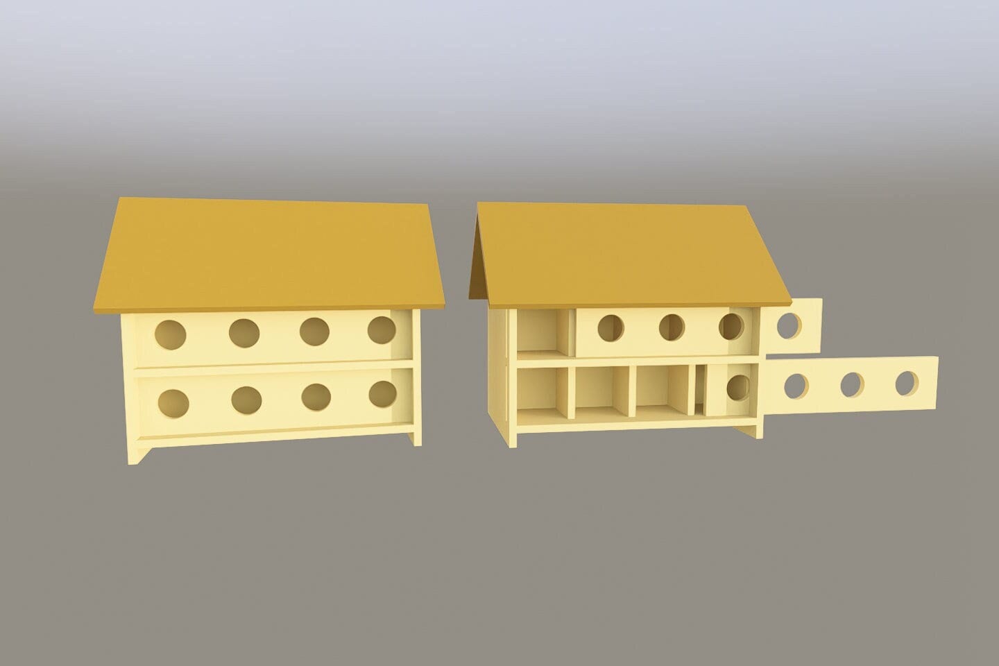 16 Room Birdhouse Plan - 16 Hause 6x6 - Martin Box DIY Plan - Large Bird House Ourdoor Plan