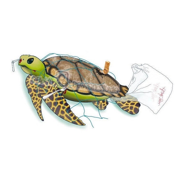 Trash turtle | turtle sticker | ocean pollution | save the planet | protect our oceans | eco conscious | ocean sticker | Morbid | Statement